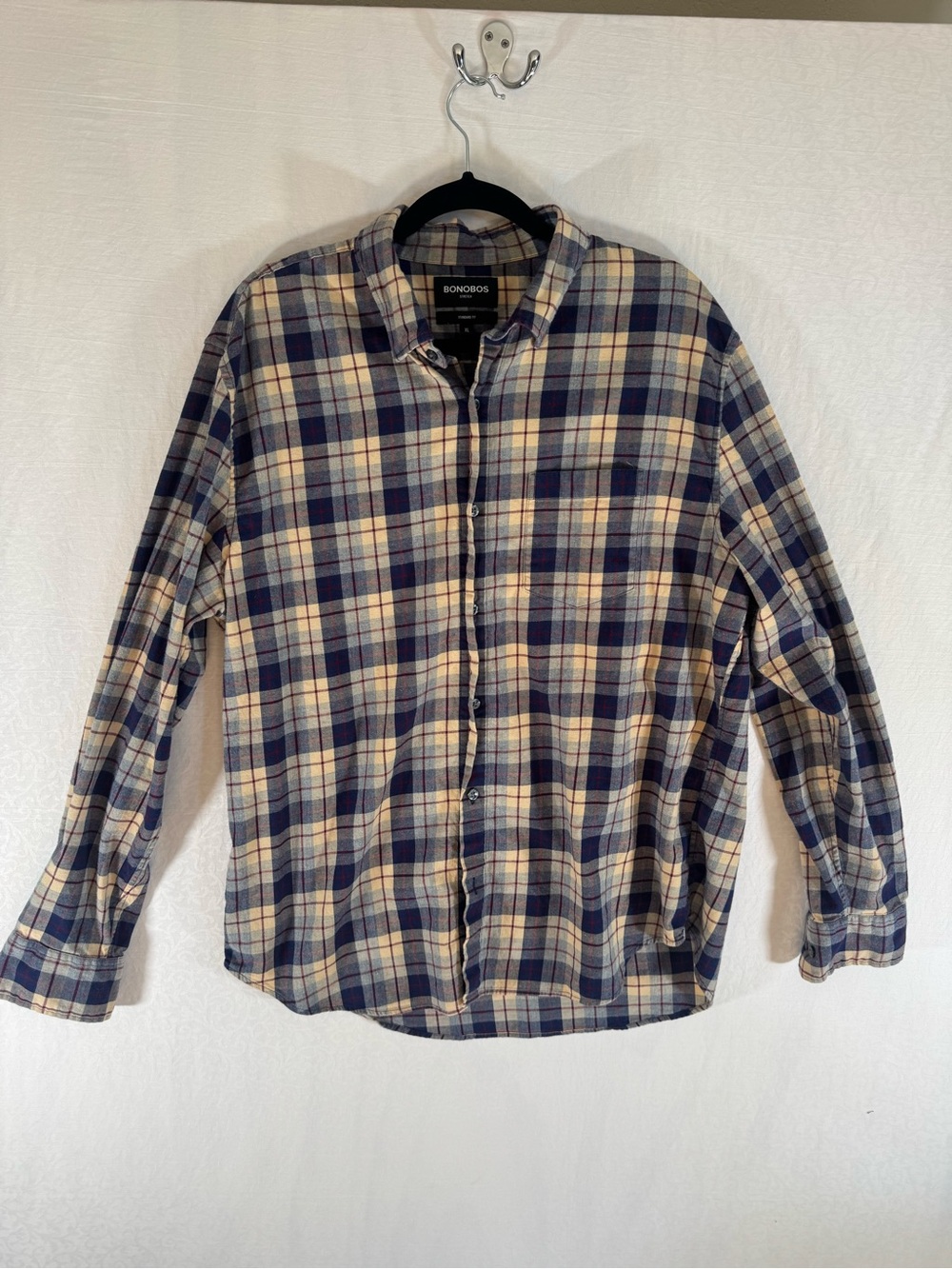 Bonobos Stretch Flannel Shirt XL Plaid Long Sleeve